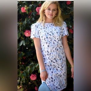 NWT Draper James Denim Floral Bird Shift Dress 10